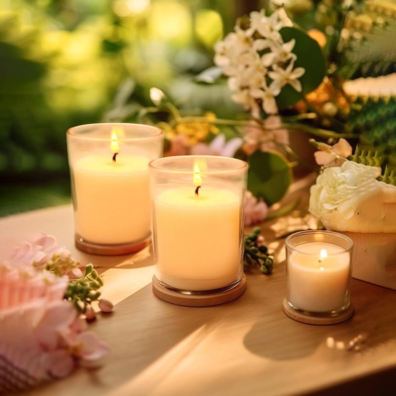BERYSCEN Set of 4 White Votive Candles, Clear Glass Filled Unscented Soy Wax Candle for Home Décor Weddings Spa Holidays Party and DIY - Image 2